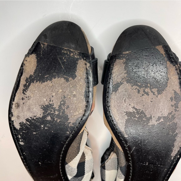 BURBERRY Canvas Leather Buckle Bridle Housecheck Falconry Ballerina Flats- EU 40 - Picture 6 of 9